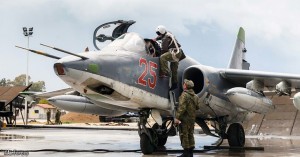 Rus Hava Uzay Kuvvetlerine ait Sukhoi Su-25 Frogfoot Yer saldırı Jeti Suriyede