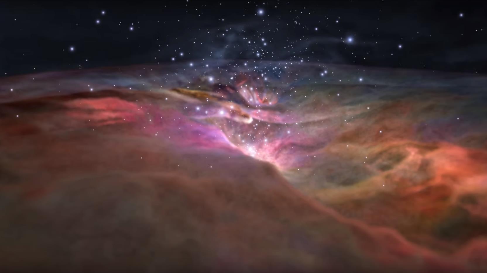 NASA Flight Through Orion Nebula in Visible and Infrared Light