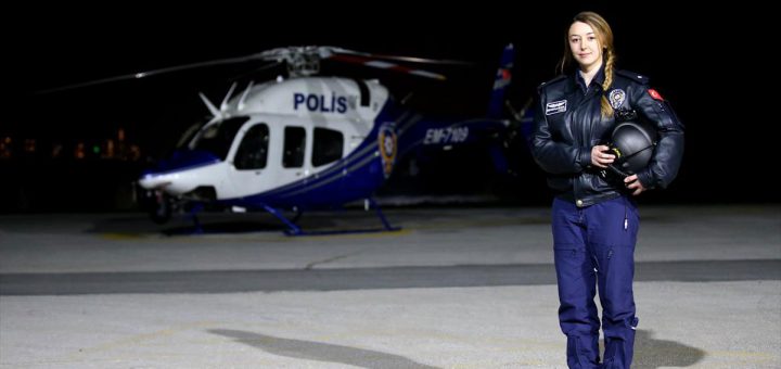 Türk Polisinin ilk kadın helikopter pilotu Komiser Yardımcısı Elif Gökçe Erol
