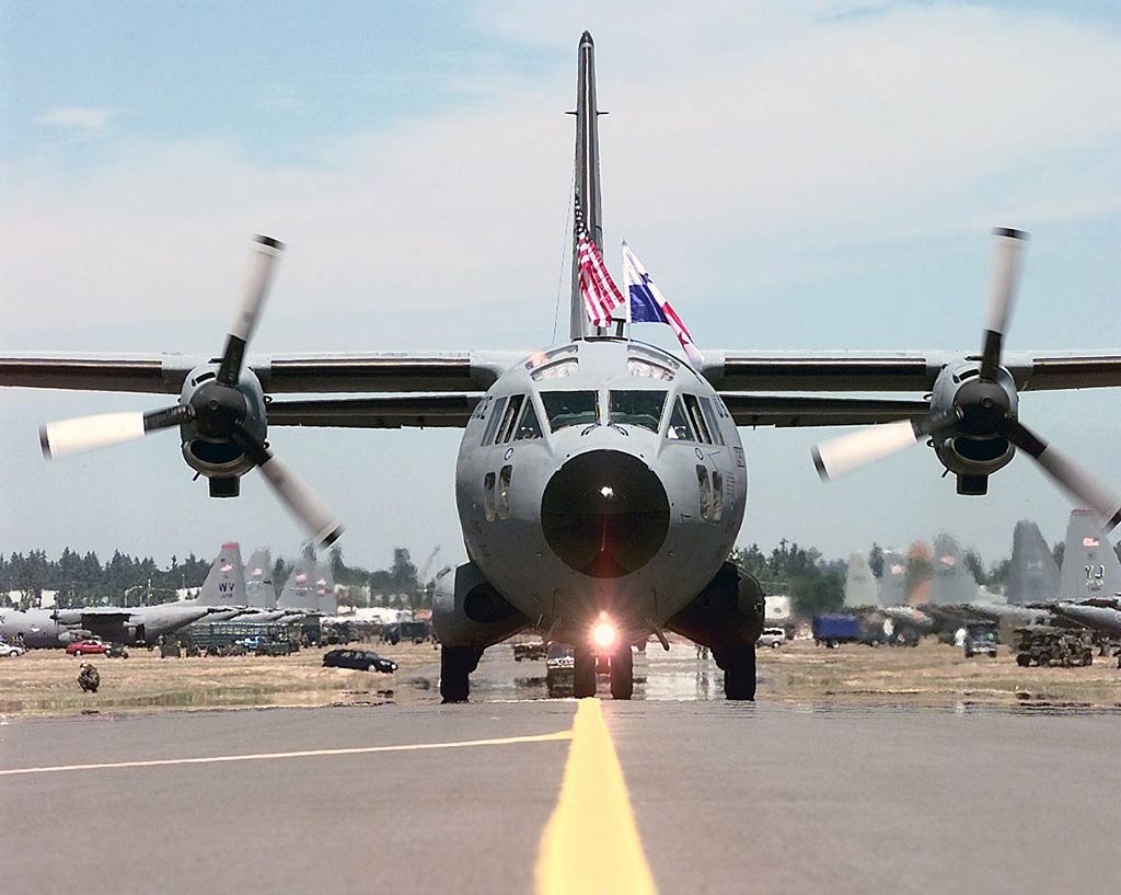 Destroyed: The fleet of 16 C-27As (one pictured) that were bought for the Afghan Army and stored in Kabul International Airport were taken apart to allegedly save costs as forces continue to withdraw from the country. (Photo by USAF)