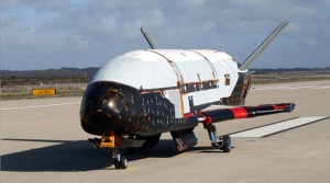 A file photo showing an unpiloted X-37B during taxi tests at Vandenberg Air Force Base, Calif. An operational X-37B landed autonomously at Vandenberg Friday to close out a 22-and-a-half-month mission in low-Earth orbit. (Photo by USAF)
