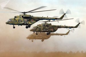 Russian Army Aviation Mi-8 Armed Helicopters in Vostok 2018