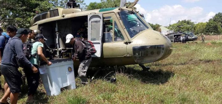 The Philippine Air Force (PAF) Bell UH-1H Huey delivered election paraphernali.