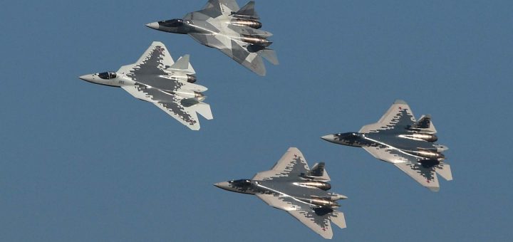 Russian Air Force Sukhoi Su-57 Felon fighter jets