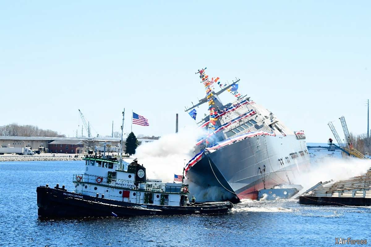 US Navy Littoral Combat Ship 29 (USS Beloit) Christened and Launched